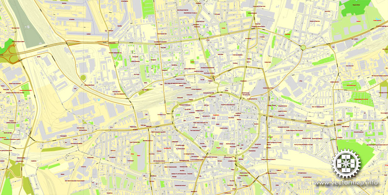 Vector Map Dortmund, Germany, printable vector map, full editable, Adobe Illustrator, City Plan Map, full vector, scalable, editable, text format street names, 34,3 mb ZIP