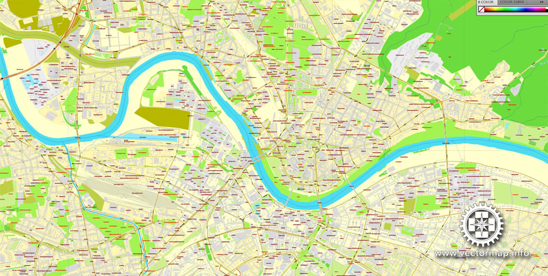 Dresden, Germany, printable vector street City Plan map, full editable ...