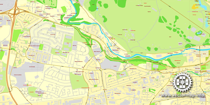 Dublin PDF Map Ireland printable vector City Plan V.2 full editable Adobe PDF Street Map, editable, text format  street names, 33  mb ZIP All streets, All buildings