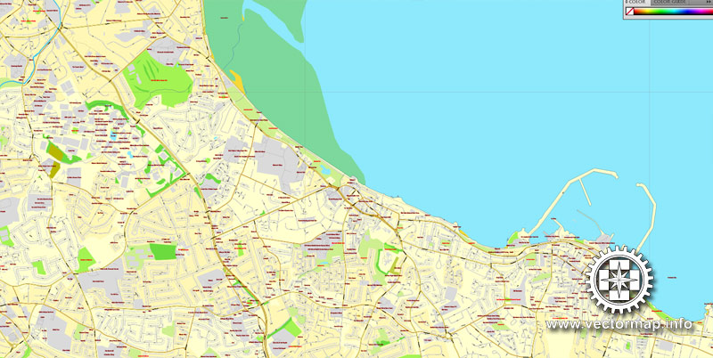 Dublin PDF Map Ireland printable vector City Plan V.2 full editable Adobe PDF Street Map, editable, text format  street names, 33  mb ZIP All streets, All buildings