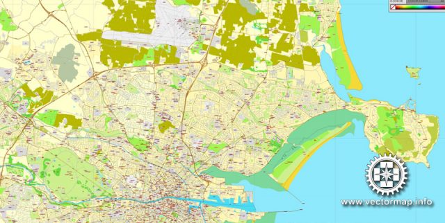 Dublin PDF Map Ireland printable vector City Plan full editable Adobe PDF Street Map