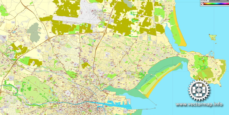 Vector Map Dublin, Ireland, printable vector City Plan map V.2, full editable, Adobe Illustrator, full vector, scalable, editable, text format street names, 17,6 mb ZIP