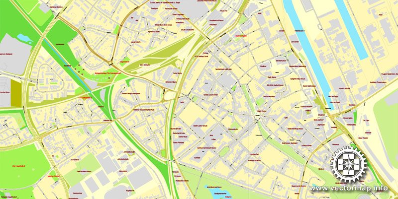 Vector map Duesseldorf, Germany, printable vector street City Plan map, full editable, Adobe Illustrator, full vector, scalable, editable, text format street names, 26,8 mb ZIP