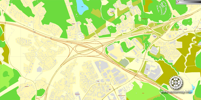 Vector Map Espoo, Finland, printable vector City Plan map, full editable, Adobe Illustrator, full vector, scalable, editable, text format street names, 1,9 mb ZIP