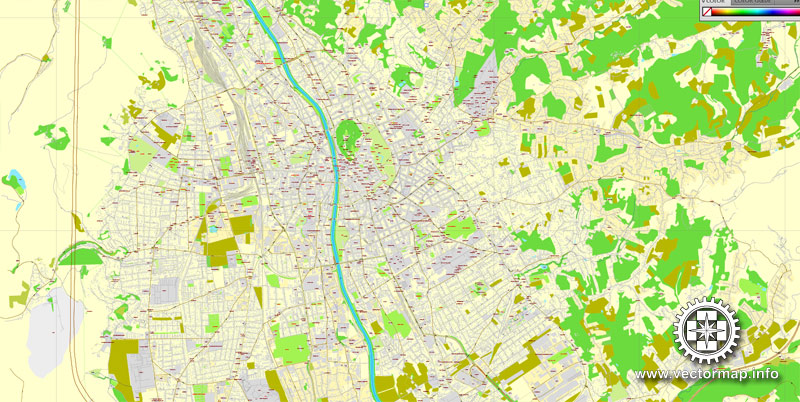 Vector map Graz, Austria, printable vector street City Plan map, full editable, Adobe Illustrator, full vector, scalable, editable, text format street names, 9,0 mb ZIP