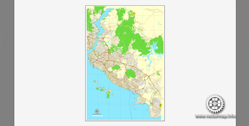 Vector map Istanbul, Turkey, printable vector street City Plan map in 2 parts, full editable, Adobe Illustrator, full vector, scalable, editable, text format street names, 22,7 mb ZIP