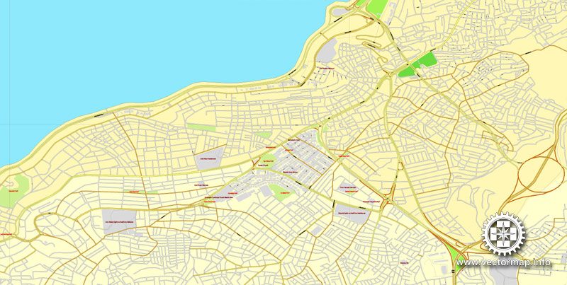 Izmir, Turkey, printable vector street City Plan map, full editable ...