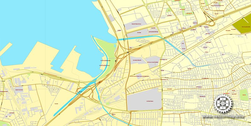 Vector Map Izmir, Turkey, printable vector street City Plan map, full editable, Adobe Illustrator, full vector, scalable, editable, text format street names, 6,3 mb ZIP