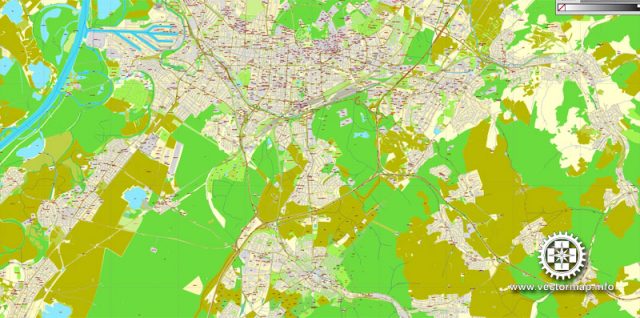 Karlsruhe, Germany, printable vector street City Plan map, full ...