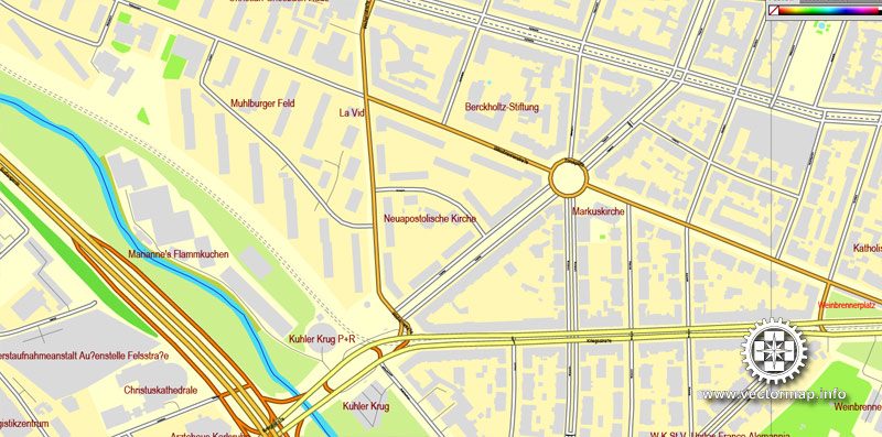 Vector Map Karlsruhe, Germany, printable vector street City Plan map, full editable, Adobe Illustrator, full vector, scalable, editable, text format street names, 18,6 mb ZIP