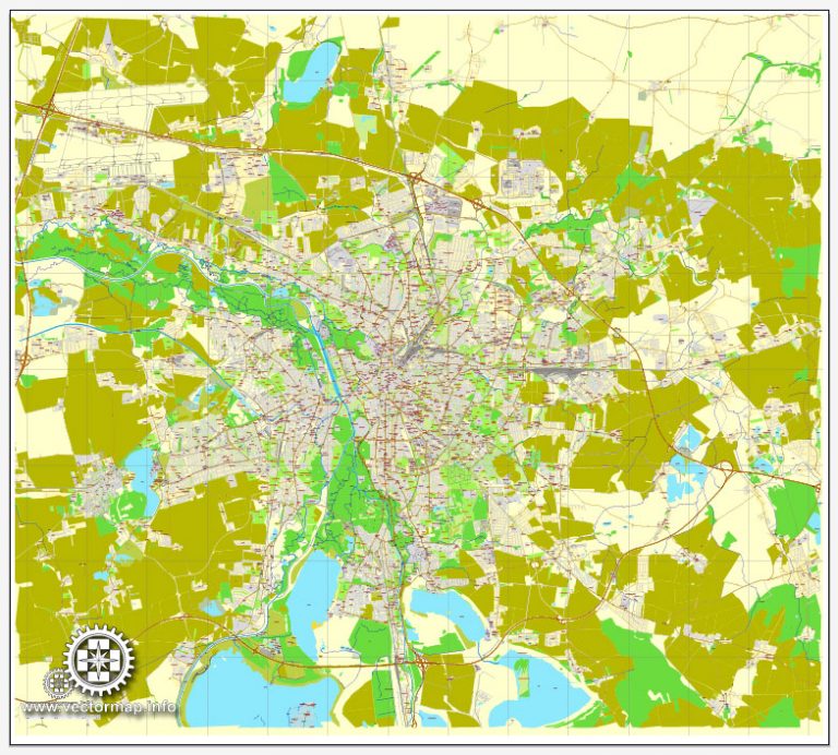 Map Leipzig Germany for Printing – Maps in Vector: Detailed Street Maps ...