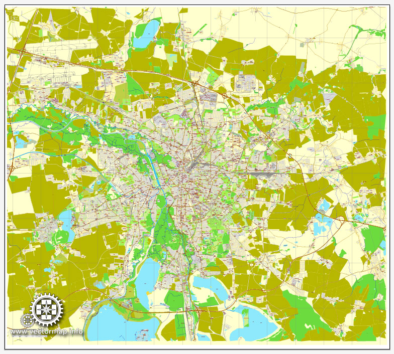 Vector map Leipzig, Germany, printable vector street City Plan map, full editable, Adobe Illustrator, full vector, scalable, editable, text format street names, 12,8 mb ZIP