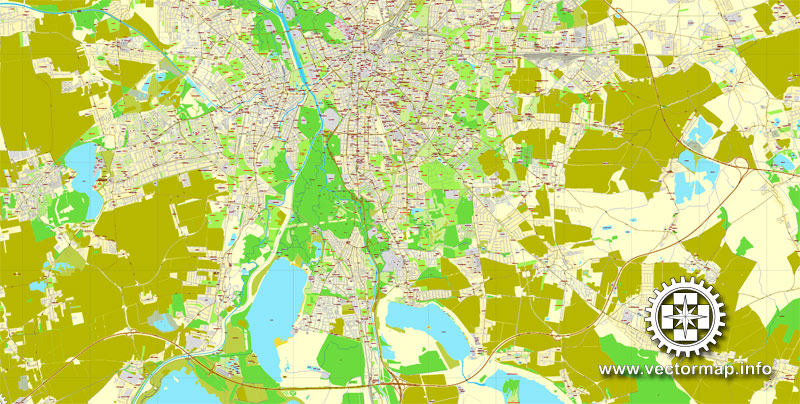 Vector map Leipzig, Germany, printable vector street City Plan map, full editable, Adobe Illustrator, full vector, scalable, editable, text format street names, 12,8 mb ZIP