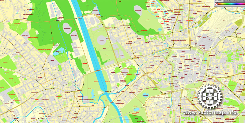Leipzig, Germany, printable vector street City Plan map, full editable ...