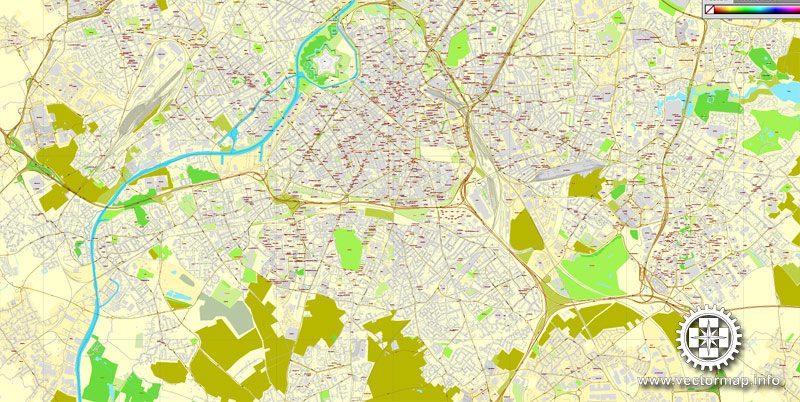 Vector Map Lille, France, printable vector street City Plan map V.2, full editable, Adobe Illustrator, full vector, scalable, editable, text format street names, 25,6 mb ZIP