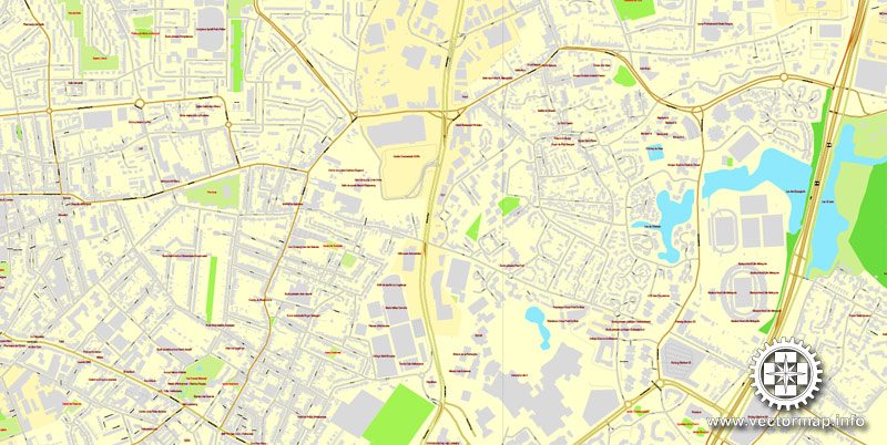 Vector Map Lille, France, printable vector street City Plan map V.2, full editable, Adobe Illustrator, full vector, scalable, editable, text format street names, 25,6 mb ZIP