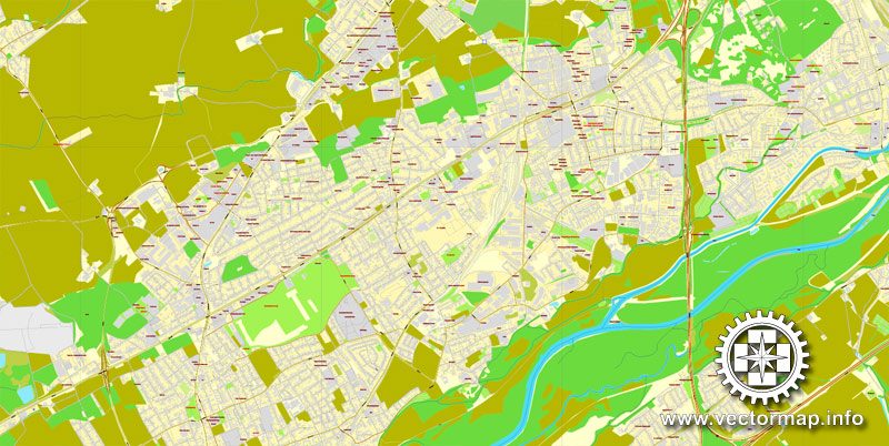 Vector Map Linz, Austria, printable vector street City Plan map, full editable, Adobe Illustrator, full vector, scalable, editable, text format street names, 18,4 mb ZIP