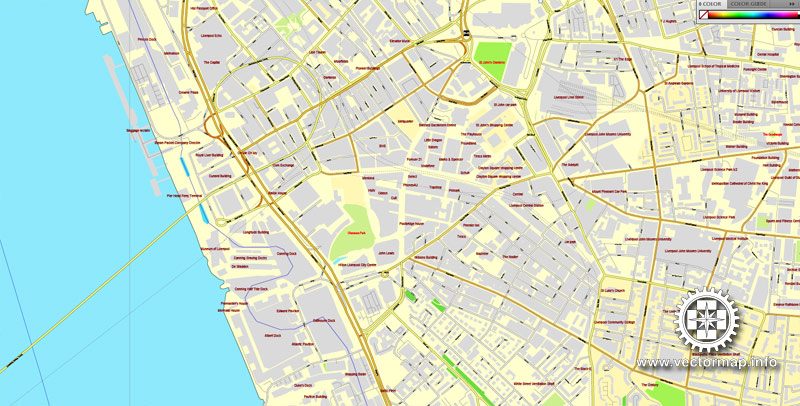 Vector map Liverpool + Birkenhead, England, printable vector street City Plan map, full editable, Adobe Illustrator, full vector, scalable, editable, text format street names, 17,7 mb ZIP