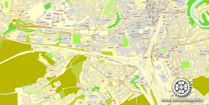 Vector map Luxembourg City, Luxembourg, printable vector street City Plan map, full editable, Adobe Illustrator, full vector, scalable, editable, text format street names, 2,7 mb ZIP