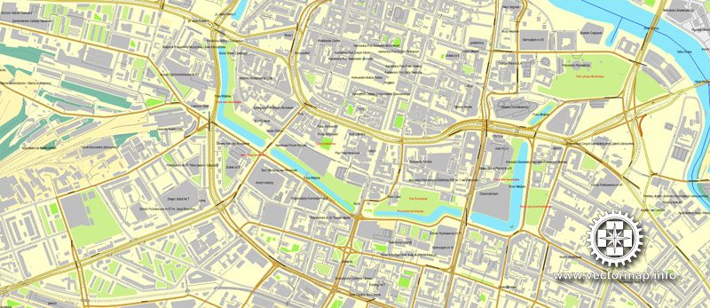 Vector Map Wroclaw, Poland, printable vector street map, City Plan, full editable, CorelDraw, Royalty free, full vector, scalable, editable, text format street names, 25,7 mb ZIP