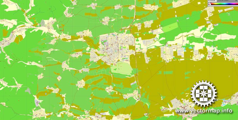 Vector Map Landau, Germany, printable vector City Plan map, full editable, Adobe Illustrator, full vector, scalable, editable, text format street names, 7,2 mb ZIP