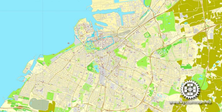 Malmo / Malmö, Sweden, exact printable vector street map, City Plan ...