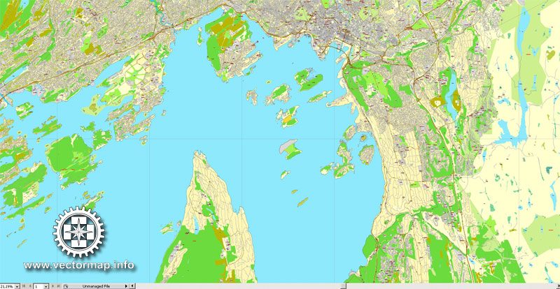 Oslo Map Vector Norway printable detailed City Plan V.2  full editable Street Map Adobe Illustrator