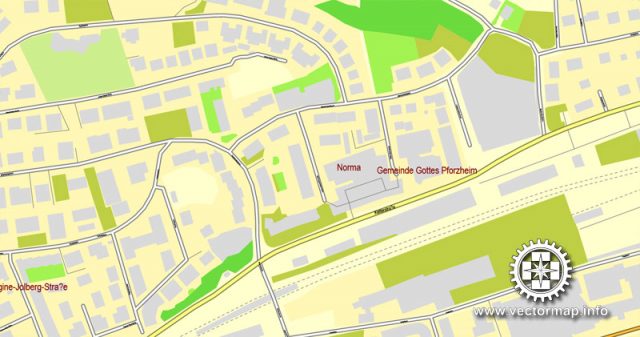Pforzheim, Germany, printable vector street map, Exact City Plan full