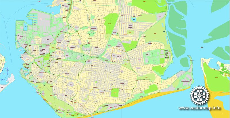 Vector Map Portsmouth, England, printable vector street map, City Plan full editable, Adobe Illustrator, Royalty free, full vector, scalable, editable, text format street names, 7,1 mb ZIP All streets, All buildings.