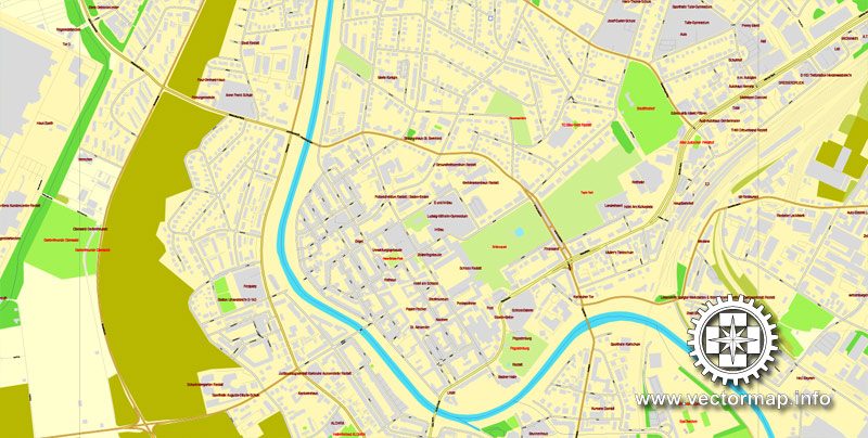 Vector Map Rastatt / Baden-Baden, Germany, printable vector street map, City Plan, full editable, Adobe Illustrator, Royalty free, full vector, scalable, editable, text format street names, 9,1 mb ZIP All streets, All buildings.