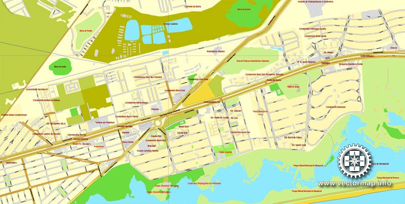Vector Map Rio de Janeiro, Brazil, printable vector street map, City Plan V.2 in 2 parts full editable, Adobe Illustrator, Royalty free, full vector, scalable, editable, text format street names, 26,5 mb ZIP