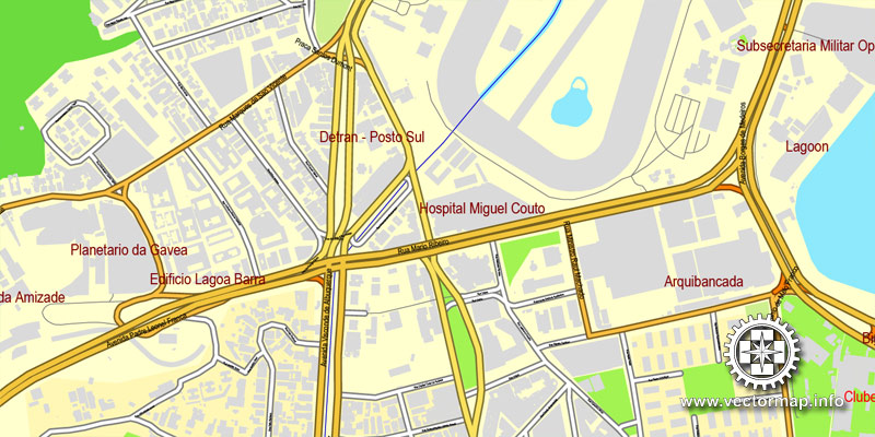 Vector Map Rio de Janeiro, Brazil, printable vector street map, City Plan V.3 full editable, Adobe Illustrator, Royalty free, full vector, scalable, editable, text format street names, 19,8 mb ZIP