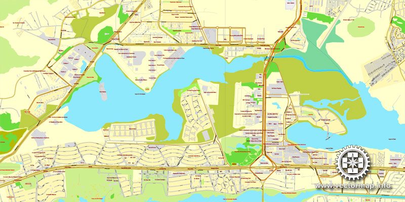 Vector Map Rio de Janeiro, Brazil, printable vector street map, City Plan V.3 full editable, Adobe Illustrator, Royalty free, full vector, scalable, editable, text format street names, 19,8 mb ZIP