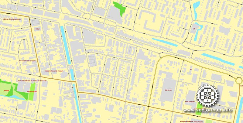 Vector Map Rotterdam, Netherlands, printable vector street map, City Plan V.2 in 4 parts full editable, Adobe Illustrator, Royalty free, full vector, scalable, editable, text format street names, 48,9 mb ZIP