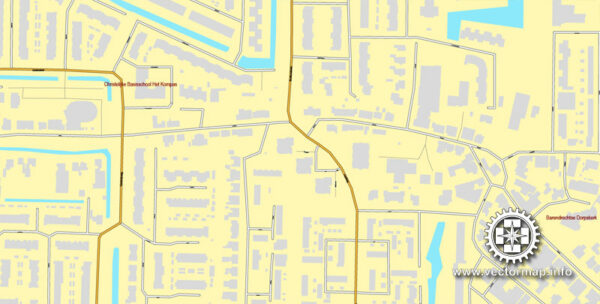Rotterdam, Netherlands, printable vector street map, City Plan V.2 in 4 ...