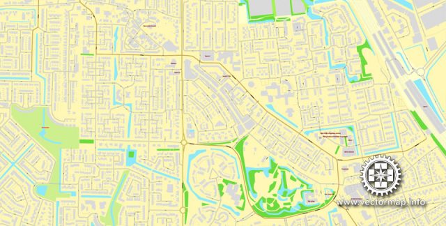 Rotterdam, Netherlands, printable vector street map, City Plan V.2 in 4 ...