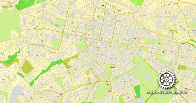 Vector Map Sofia, Bulgaria, printable vector street map, City Plan, full editable, Adobe Illustrator, Royalty free, full vector, scalable, editable, 7,6 mb ZIP All streets, some more buildings.