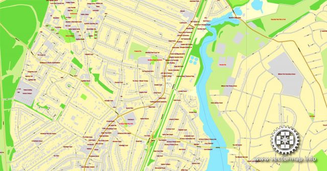 Southampton, Englang, printable vector street map, City Plan V.2, full editable, Adobe Illustrator