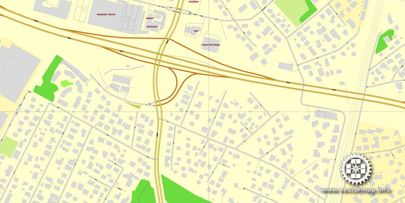 Vector Map Vantaa, Finland, printable vector street map, City Plan, full editable, Adobe Illustrator, Royalty free, full vector, scalable, editable, text format street names, 6,0 mb ZIP All streets, All buildings.