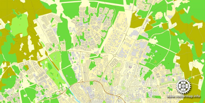 Vector Map Västerås / Vasteras, Sweden, printable vector street map, City Plan, full editable, Adobe Illustrator, Royalty free, full vector, scalable, editable, text format street names, 2,7 mb ZIP