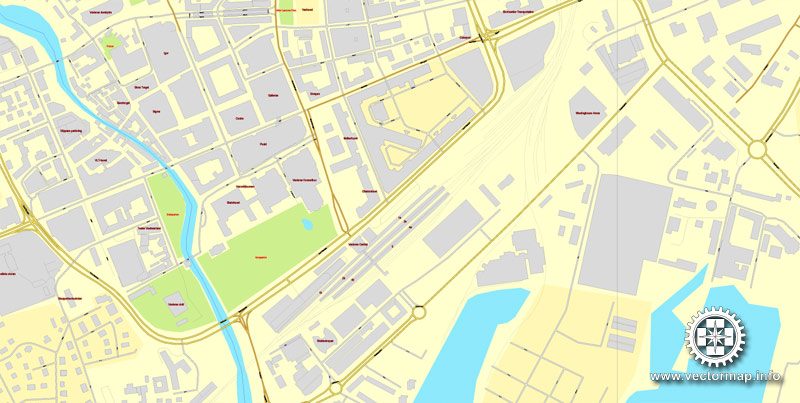 Vector Map Västerås / Vasteras, Sweden, printable vector street map, City Plan, full editable, Adobe Illustrator, Royalty free, full vector, scalable, editable, text format street names, 2,7 mb ZIP