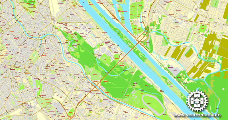 Vector Map Vienna / Wien, Austria, printable vector street map, City Plan V.2, full editable, Adobe Illustrator, Royalty free, full vector, scalable, editable, text format street names, 32,6 mb ZIP