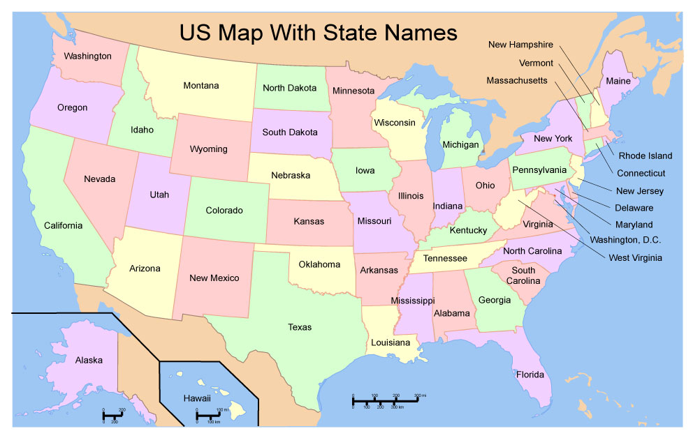 Usa Map With Full State Names