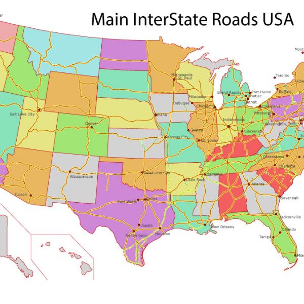 Free download Vector Map US Interstate roads, Adobe Illustrator, V.1
