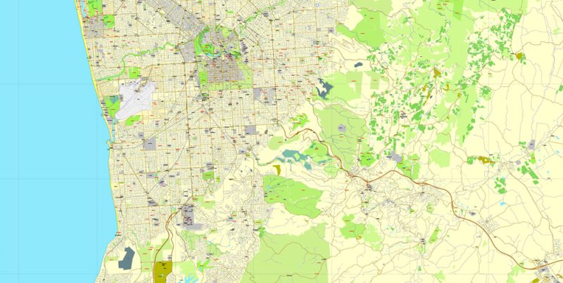 Vector Map Adelaide, Australia, printable vector street City Plan map V3-2016.08, full editable, Adobe Illustrator, full vector, scalable, editable, text format street names, 19 mb ZIP