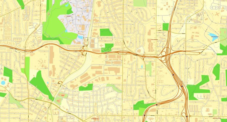 Atlanta Georgia US vector map Adobe Illustrator editable City Plan ...