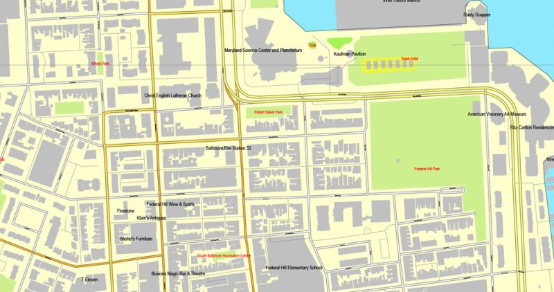 Vector Map Baltimore, Maryland, printable vector street City Plan map V3-2016.08, full editable, Adobe Illustrator, full vector, scalable, editable, text format street names, 26 mb ZIP