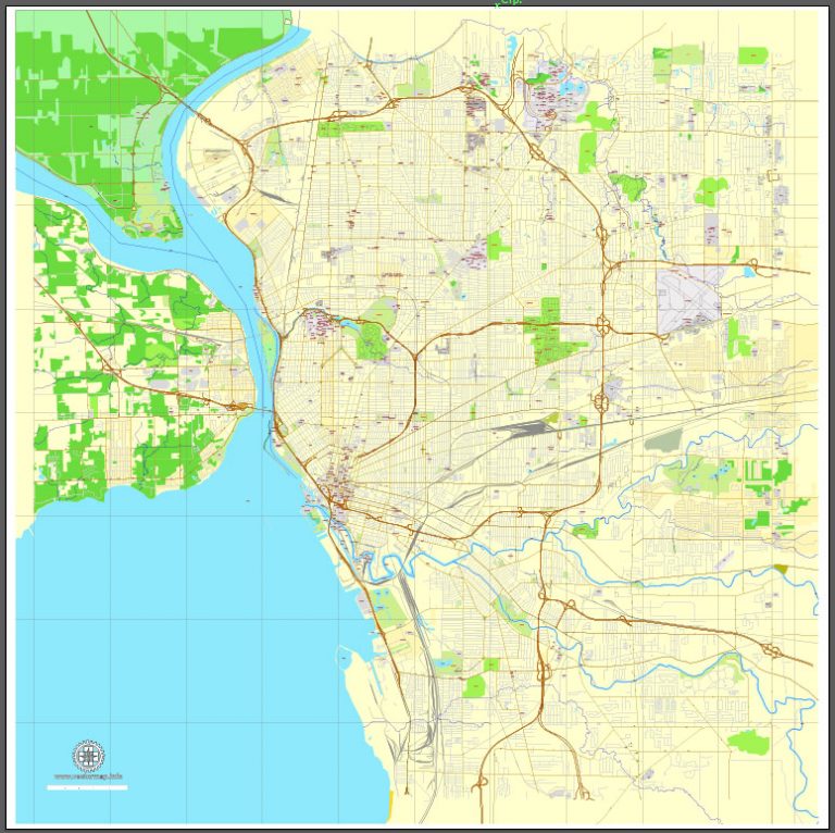 Buffalo Map New York US printable vector street map full editable Adobe Illustrator