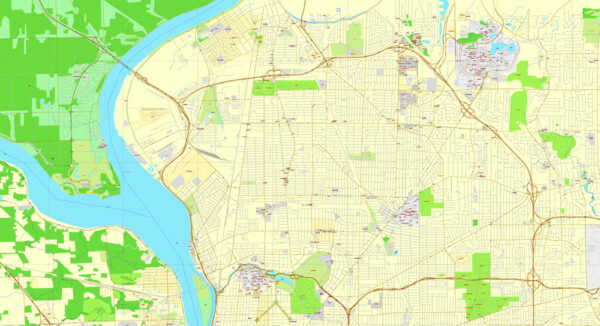 Buffalo Map New York US printable vector street map full editable Adobe ...