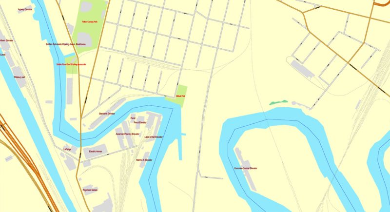Vector Map Buffalo, New York, US, printable vector street City Plan map full editable, Adobe Illustrator, full vector, scalable, editable, text format street names, 6 mb ZIP
